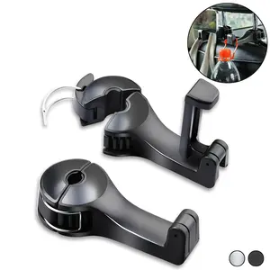 2 Pack Car Headrest Hook with Phone Holder, Universal Hidden Hook 360 Rotation Headrest Hooks for Purses and Bags Storage Organize