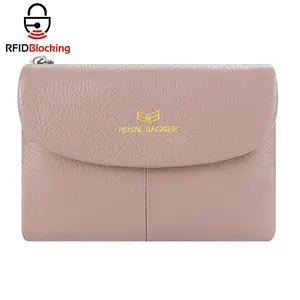 Royal Bagger RFID Blocking Women's Genuine Leather Short Wallet Trifold Purse with Magnetic Opening and Multi-card Slots 2063