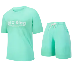 Summer ice silk quick-drying short-sleeved set, breathable T-shirt shorts two-piece set, sports and leisure loungewear