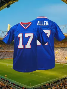 Men's Stitched #17 Football Jersey,Embroidered Rugby Jersey,V Neck Pullover Breathable Lightweight Jersey Retro Mesh Short Sleeve Top,Athletic Top,Unisex,Ideal for Training & Casual Outdoor Activities, All-Season Sports Wear