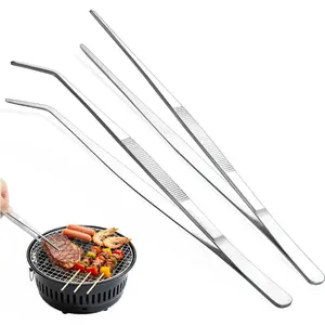 Kitchen Tweezers Tongs 2pcs, 30.5cm Extra-Long Stainless Steel Metal Heavy Duty Cooking Tweezers for Chef, Serving Food, Grill, Culinary, Pasta, Salad, BBQ