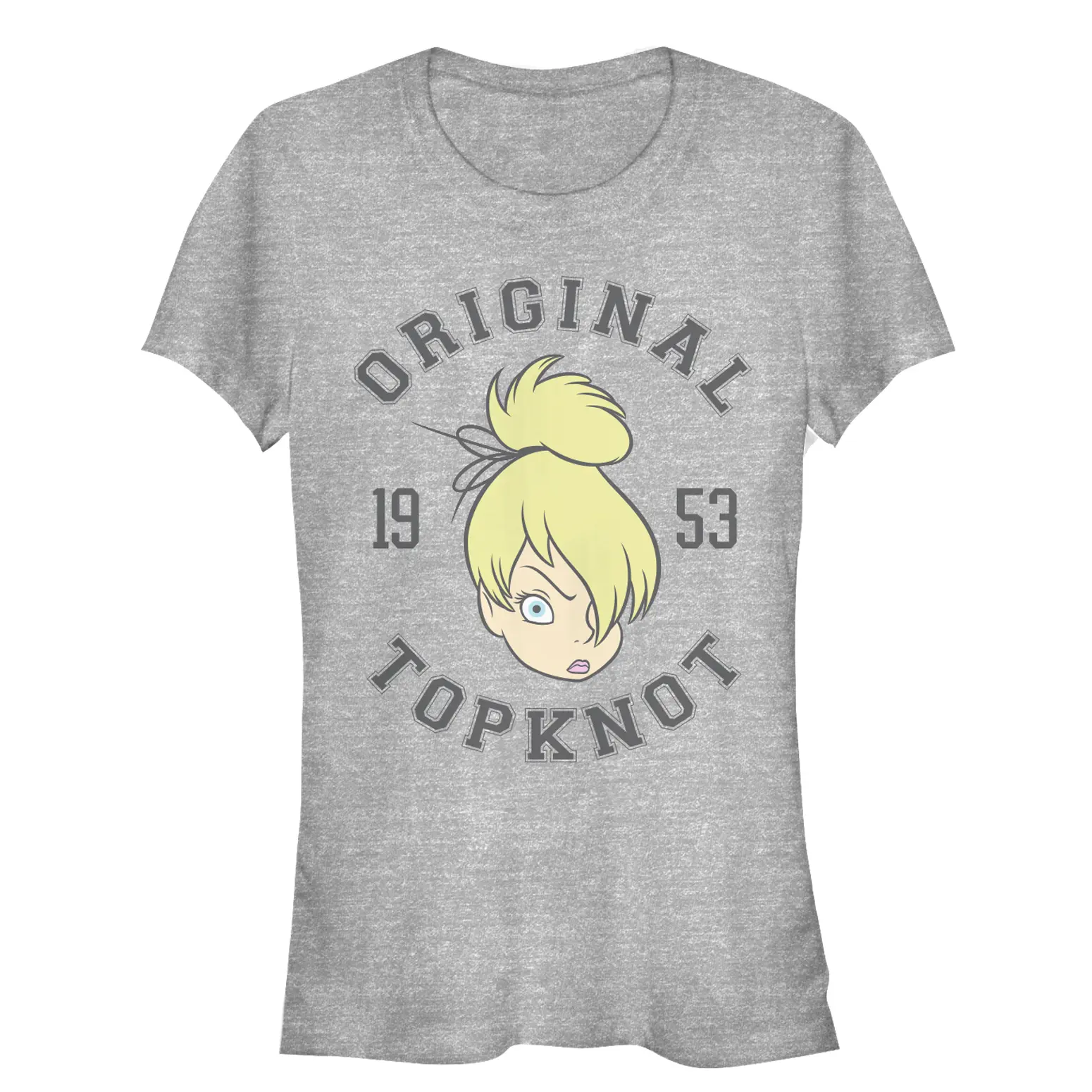 Juniors Womens Peter Pan Tinker Bell Topknot T-Shirt