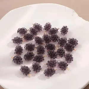 7pcs Grape Cluster Resin Charm Cute Durable Lightweight Nature Inspired Jewelry Accessory for Necklaces & Bracelets Vibrant Purple Hue