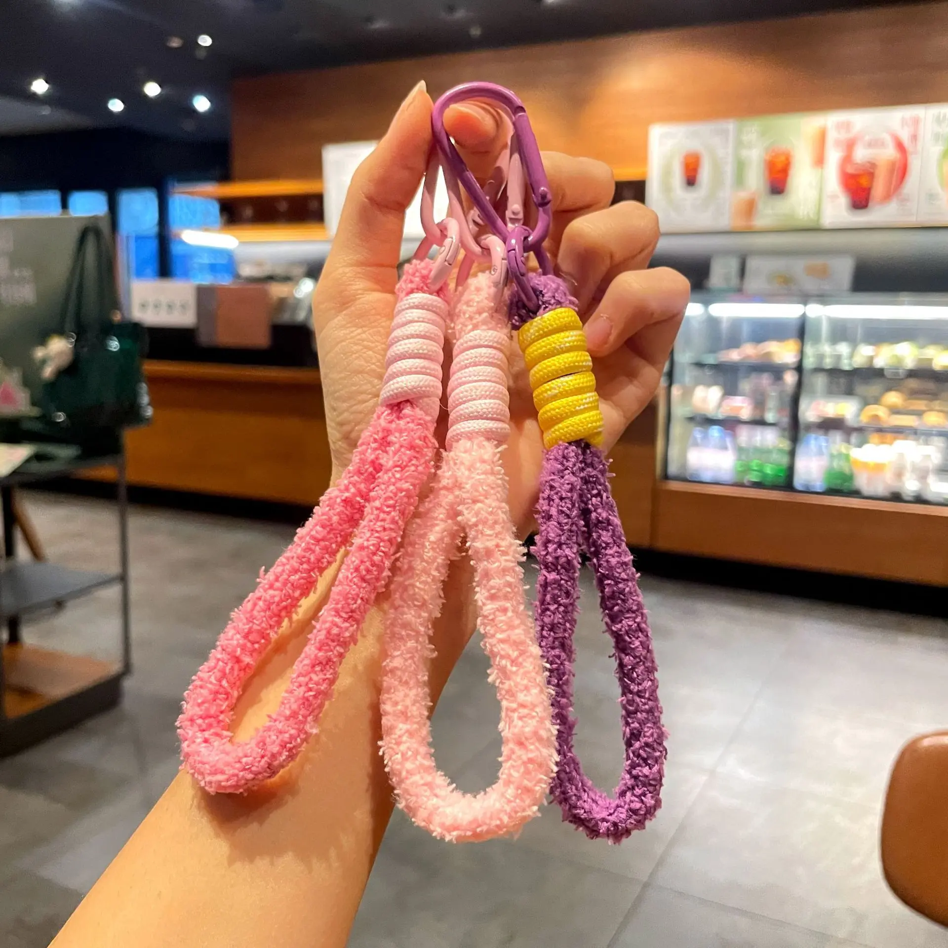Stuffed braided lanyard key ring colorful small fresh mobile phone lanyard bag key pendant practical mobile phone chain Stuffed braided lanyard key ring colorful small fresh mobile phone lanyard bag key pendant practical mobile phone chain