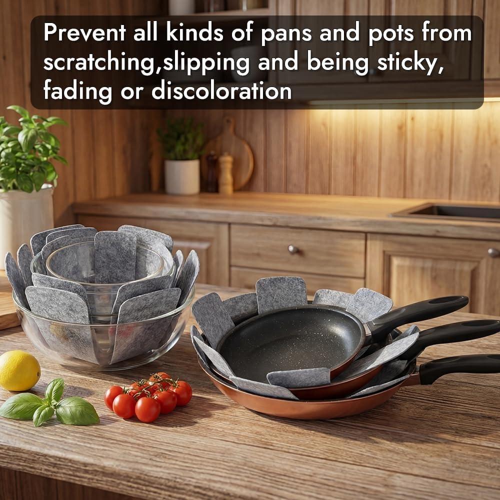 Pot and Pan Protectors, Set of 12 and 3 Different Size, Cookware Dividers Pads/Stacking Pan Protectors/Pot Separators Pads for Protecting and Separating Pots Pans