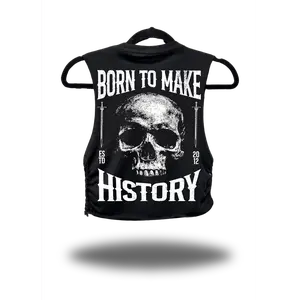 BORN TO MAKE HISTORY BRAIDED SIDES CROP TANK TOP