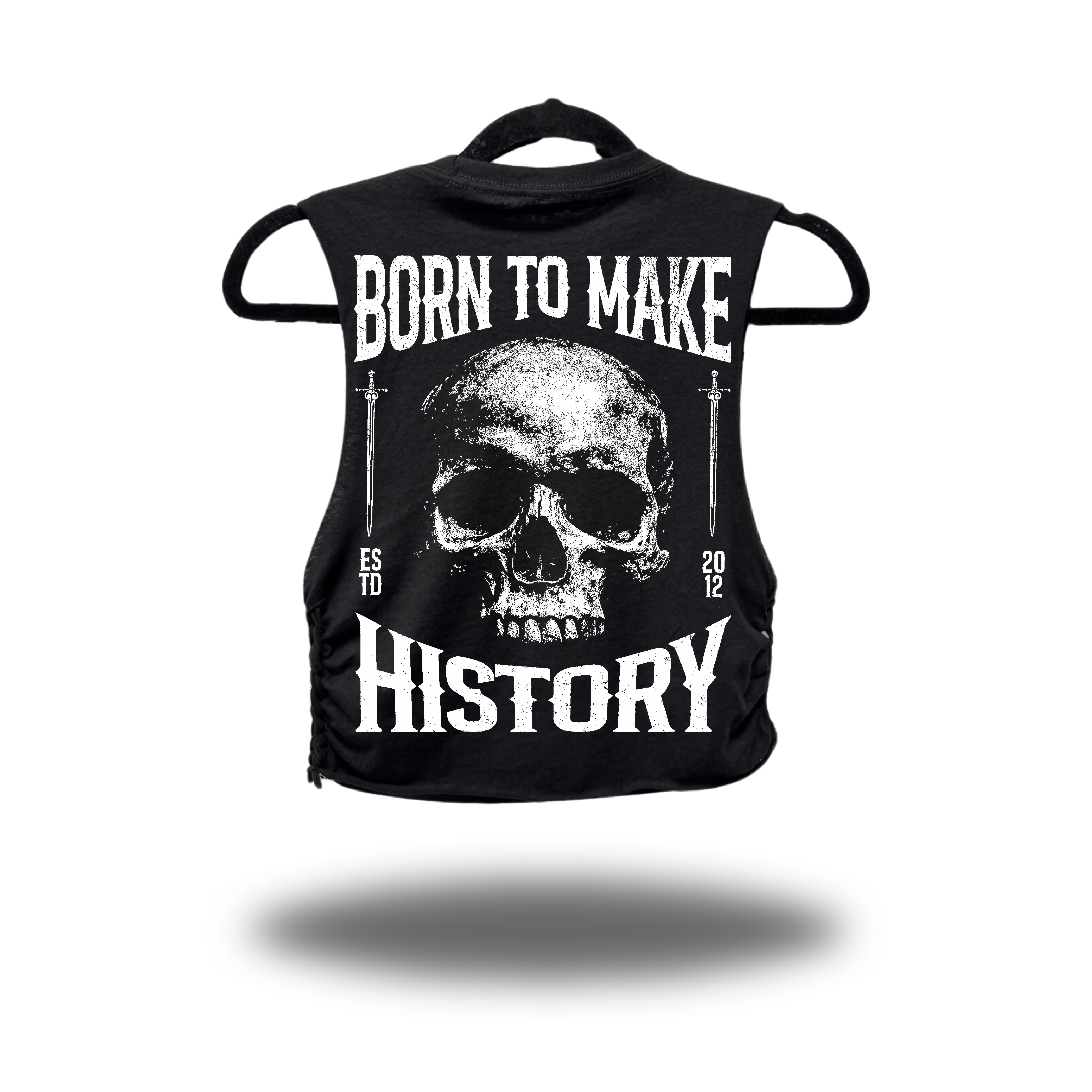 TheDriveClothing Born To Make History Braided Sides Crop Tank Top – Y2K Streetwear Graphic Crop Tee, Edgy Biker Fashion, TikTok Viral Festival Outfit, Grunge Urban Summer Style