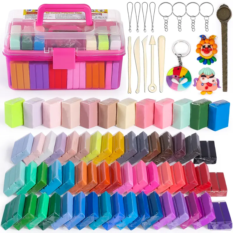 CIARAQ 100 Pcs Polymer Clay Kit - 1.97 Inch × 1.18 Inch × 0.39 Inch Oven-Baked Soft Non-Sticky Blocks, 2.72 lbs, Sculpting Tools Included, DIY Craft Kit for Kids, Creative Arts & Crafts Gifts