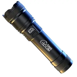 TANLOK Rechargeable Flashlight with LED Display and Adjustable Focus for Outdoor and Emergency Use