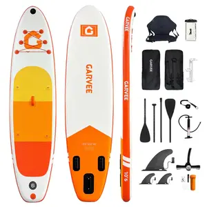 [TOP RATED - FLASH SALE] Garvee Inflatable Stand Up Paddle Board 10'6" x 31.5" x 6", Ultra-Light SUP with Kayak Seat & Complete Accessories, 400lbs Weight Capacity, Non-Slip Deck for Fishing, Yoga, Surfing, Travel - Orange/White
