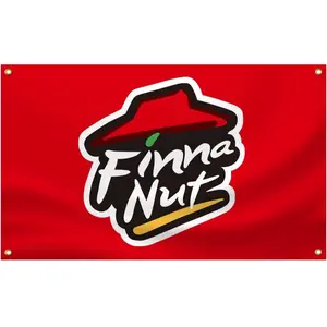 Finna Nut Pizza 3x5Ft Flag Funny Poster Tapestry for College Dorm Room Man Cave Wall Hanging Banner Decor with 4 brass grommets Decoration Home Textile Modern Stripe Design