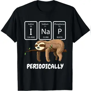 I Nap Periodically Science Sloth Periodic Table Elements T-Shirt Relaxed Fit Cotton T-Shirt