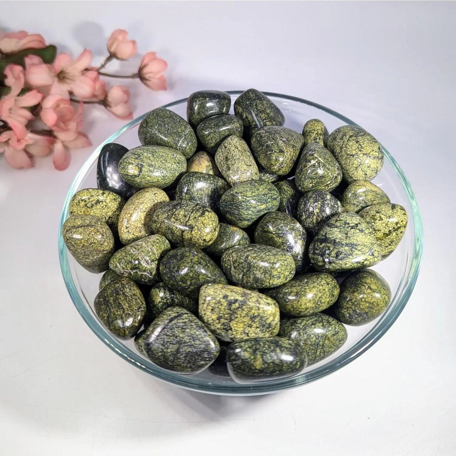 Green Snakeskin Jasper Tumbled Stone .8 to 1.1 Inch