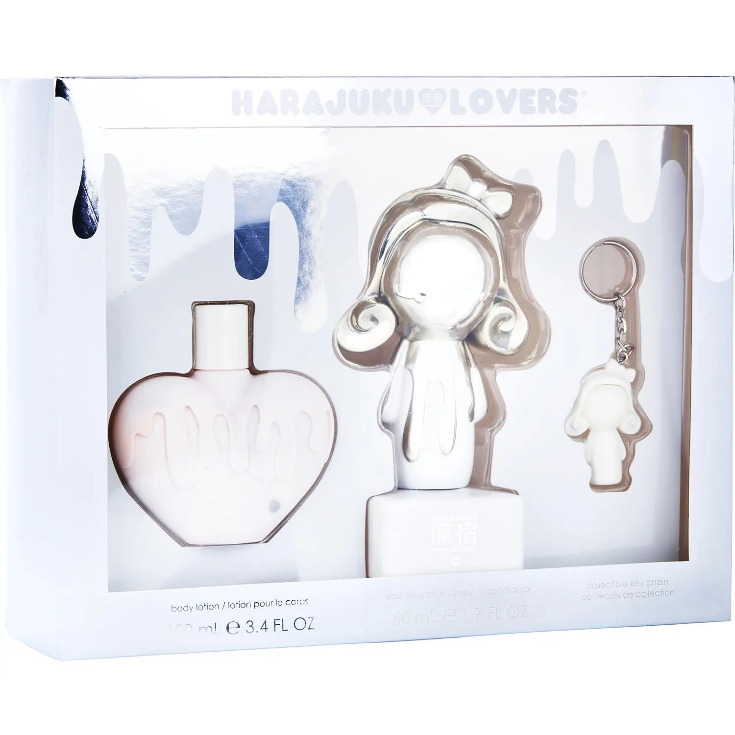 Harajuku Lovers Pop Electric Love Set-Eau De Parfum Spray 1.7 Oz & Body Lotion 3.4 Oz & Key Chain For Women