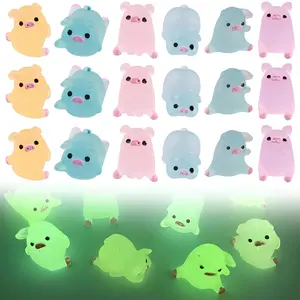 12pcs Mini Resin Luminous Pig Figurines, Glow in the Dark Mini Animals for Car Accessories & Home Decoration, Car Desktop Decor, DIY Crafts Gifts