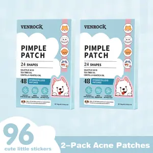 Venrock Pimple Patches - 48 Hydrocolloid Patches with 24 Cute Pet Shapes, Acne Treatment