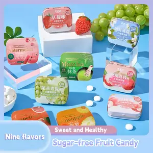 9 mixed flavors: watermelon, strawberry, pineapple, rose lychee, jasmine extract, mint, matcha, grapefruit, and white peach. Suitable for holiday gifts and fresh snacks, the throat lozenges come in a small iron box and can be carried with you