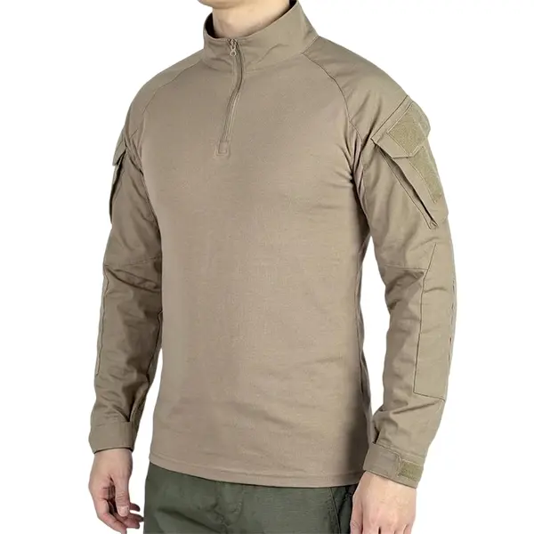 The camouflage long-sleeve top worn as a field layer outdoors