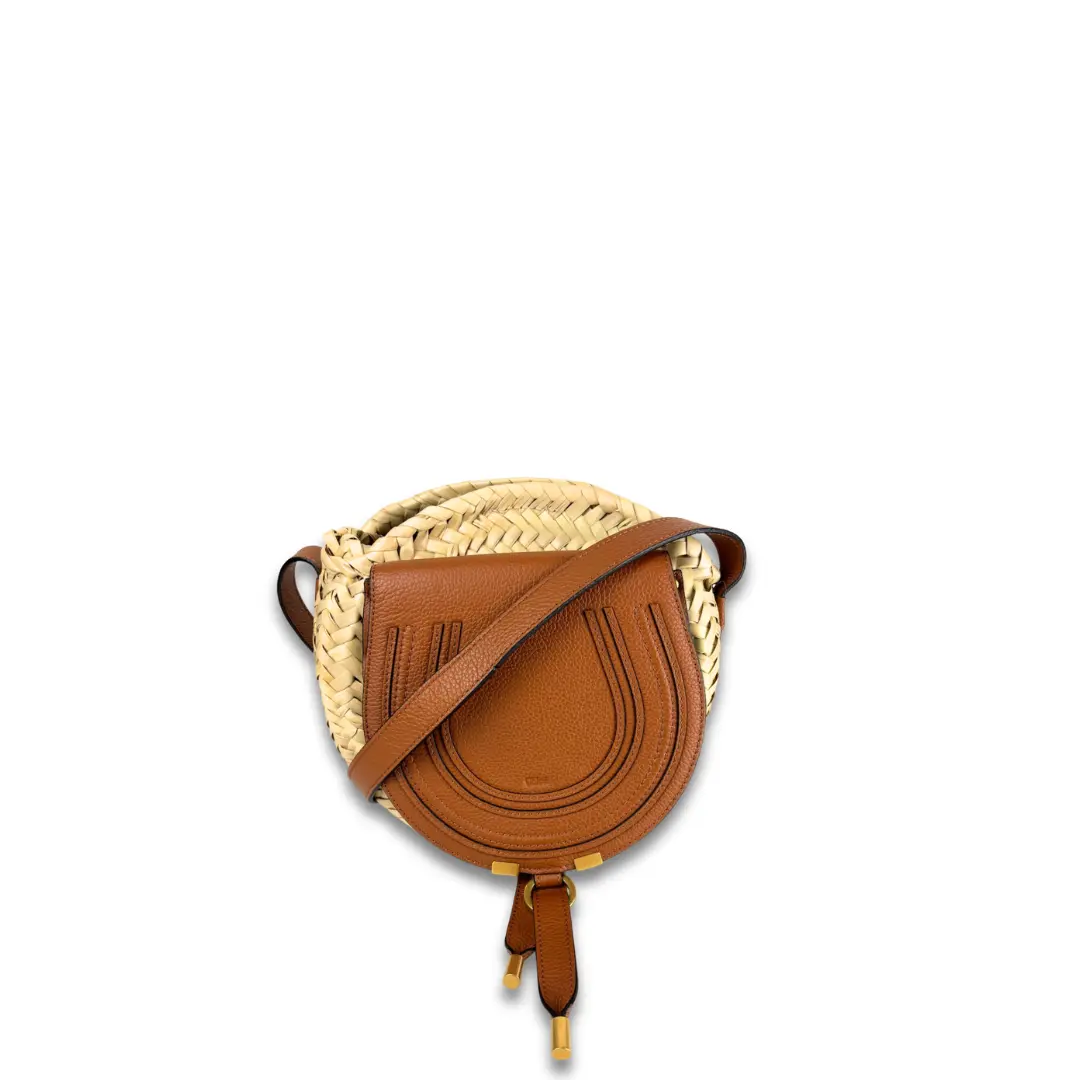 Pre-owned Chloé Raffia Shoulder bags Chloe Marcie Basket and Leather Small Crossbody