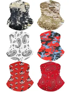 6-Piece Set New Milk Silk Headscarf, Outdoor Sun Protection Cycling Face Mask, Bandana Mask, Breathable Sweat-Wicking Multi-Functional Neck Protector, Outdoor Sports Mask