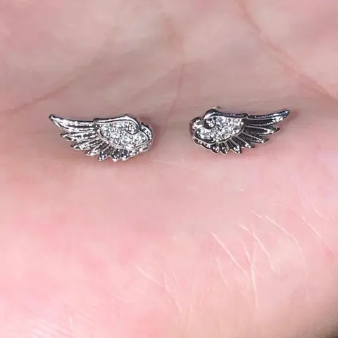 Trendy Unique Design Feather Wings Sparkling Zirconia Mini Earrings Jewelry for Men and Women, Simple Personalized Party Daily Versatile, Trendy Fashionable Accessories