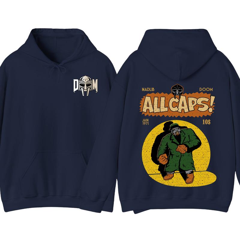 MF Doom Madlib All Cap Hoodie, Rap Music Sweatshirt, Madvillain Metal Tee, Gift For Music Lover