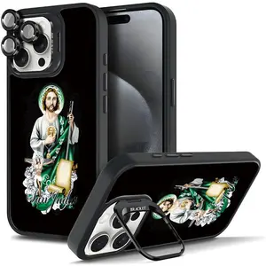 “Seal of St. Jude” Pattern Phone Case, Durable Stylish Shockproof Protective Cover with Metal Lens Frame and Stand, Perfect Gift Compatible with iPhone 17 16 15 14 13 12 11 Pro Max Plus