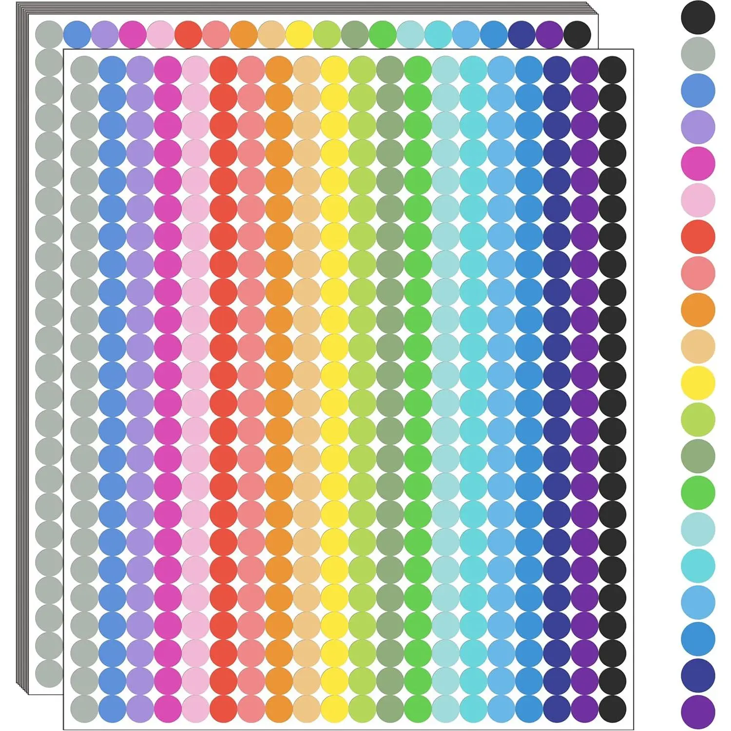 10000 count Small Dot Stickers 1/4" Round Color Coding Labels Circle Dot Stickers Label Sticker in 20 Colors for Office,Classroom