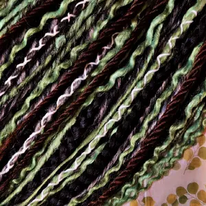 Dream away Dreadlock Extensions - Green and Brown Wavy Hair Extensions for Stylish Looks