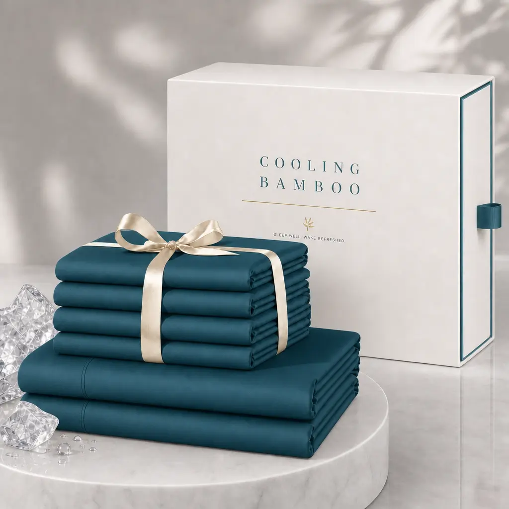 4/6pcs Extra Deep Pocket Sheets Bamboo Bed Sheet Set - kids & Pillowcase Set,Comfy Breathable Cooling Sheets for Hot Sleepers- Pockets, Ultra-Soft, Hotel Luxury Bedding