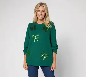 Jingle Belles by Kim Gravel Sequin Bow Knit Top