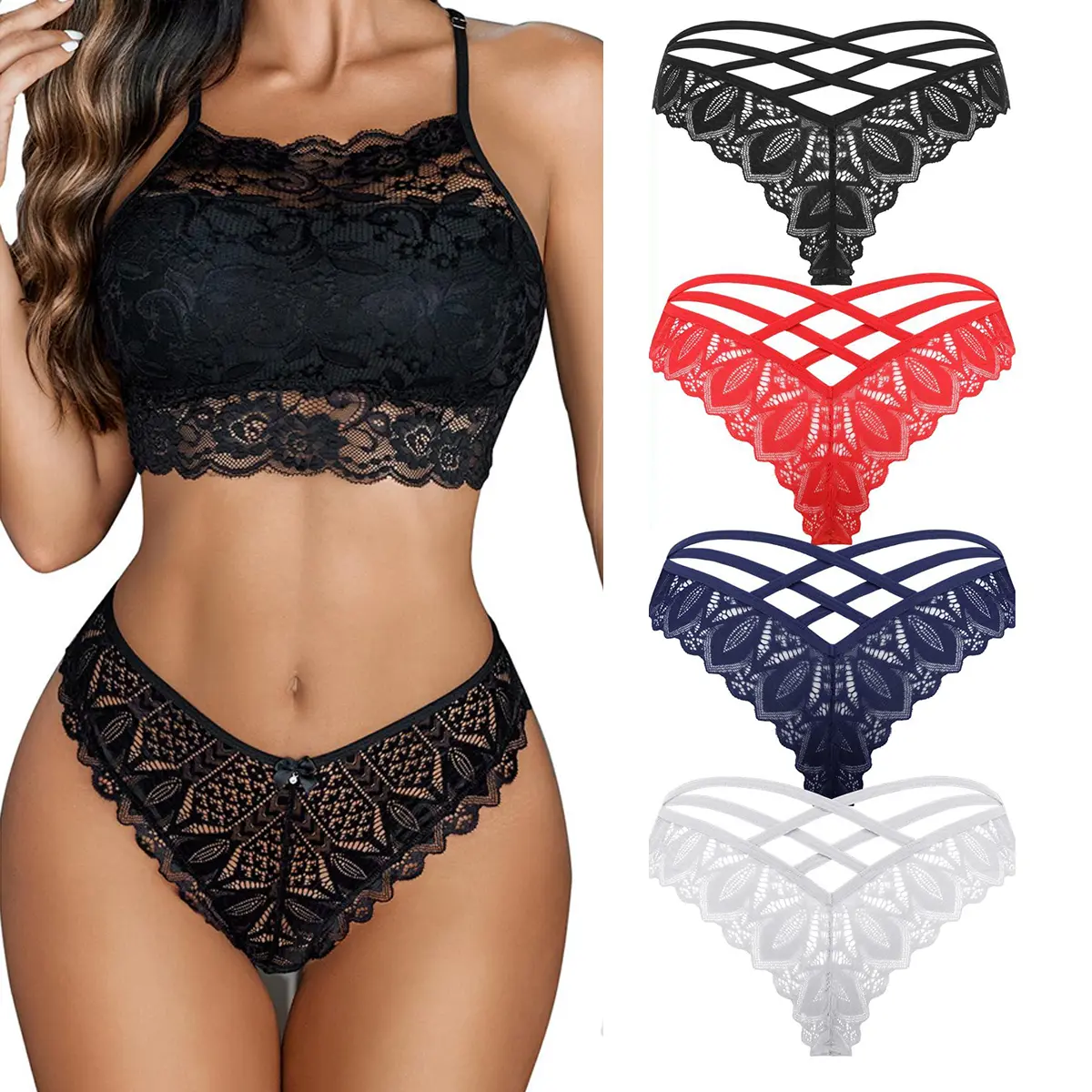 Avidlove Cheeky Panties for Women Lace Criss Cross Bikini Underwear 1-4 Pack Avidlove Cheeky Panties for Women Lace Criss Cross Bikini Underwear 1-4 Pack