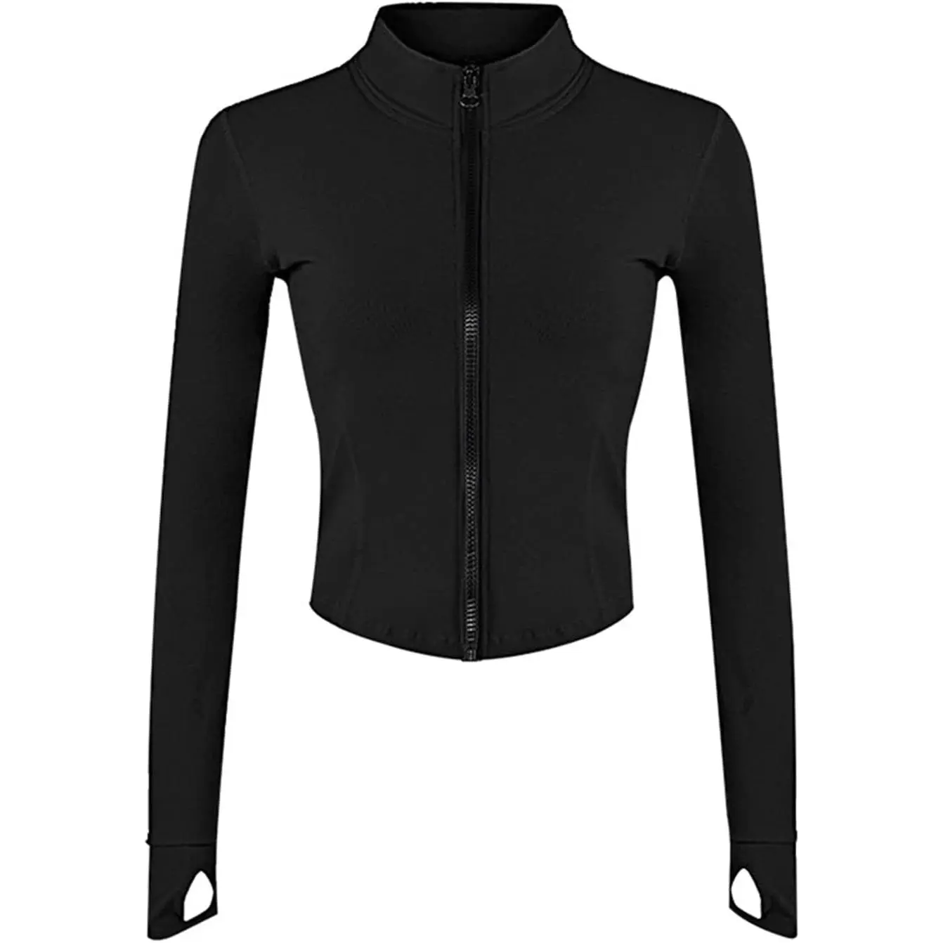 n's Full Zip Lightweight Running Yoga Slim Fit Cropped Bbl Jacket Workout Sportwear With Thumb Holes