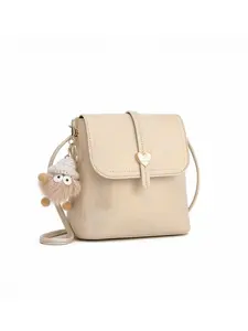 Vanilla Cream Crossbody Bag for Women, Soft Faux Leather Mini Shoulder Bag, Lightweight Everyday Purse with Adjustable Strap, Cute Charm Detail, Vintage Style Small Handbag for Travel, Shopping, Work and Daily Use