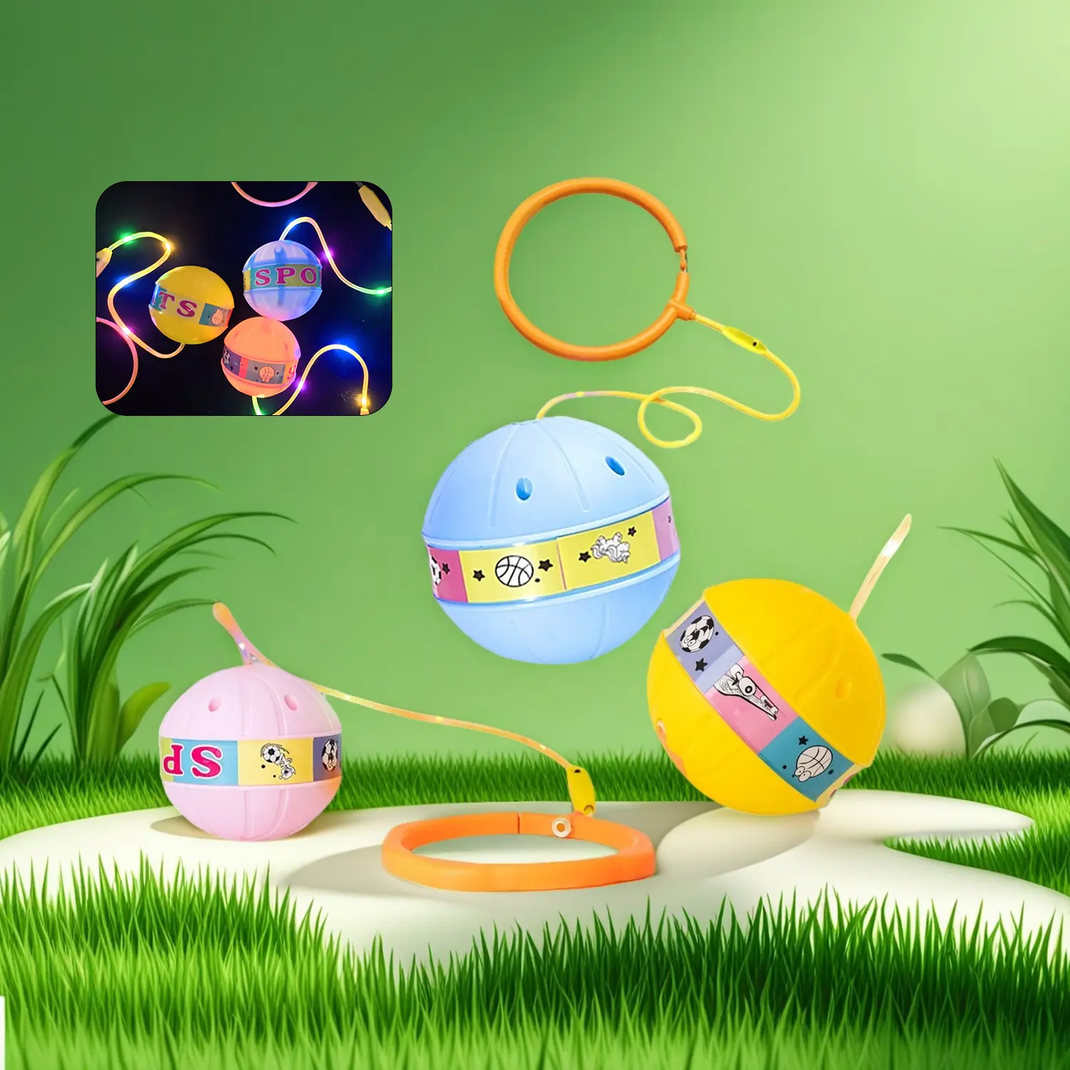 Upgraded new bouncy ball toy.Skip it.Vibrant Lights, For Indoors & Out.Competitive Family Party Challenge Game.suitable for boys and girls ages 6-10.cool toy.foot exercise.retro toy.Lemon Twist.Footsie. Entertainment Football, Light Beads