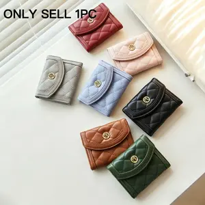 1pc Korean Quilted Women's Short Bifold Wallet, Premium PU Leather Luxury Coin Purse, Fashion Versatile Portable Multi-Card Holder, Lightweight Daily Clutch For Commute Dating, Perfect Gift For Bestie