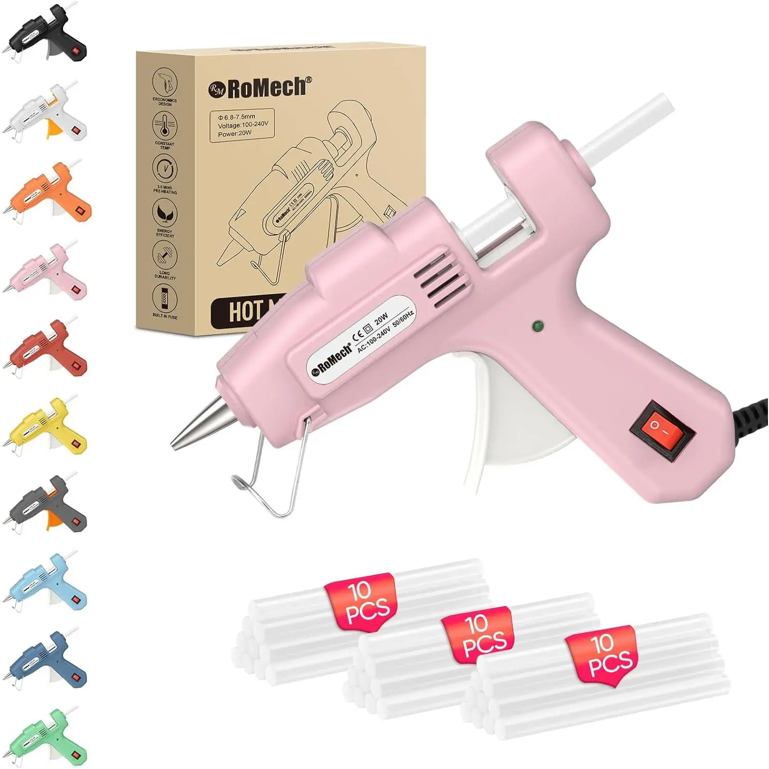 20W Mini Hot Glue Gun Tool Kit - Fast Preheating, Auto-Shutoff, Built-In Security Fuse, 30x0.28in/7mm Sticks, 4.2ft Cable, Comfortable Handle, Powerful Adhesion, Wastage-Minimizing for DIY Projects, Crafts Repairs