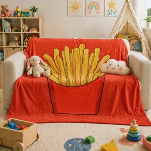 Potato Chip Design Digital Print Blanket, Birthday Gift for Outdoor Living Room Bedroom, Modern Style Comfortable Home Kitchen Bedding