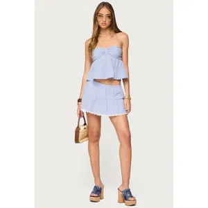 Dora Striped Linen Look Mini Skirt