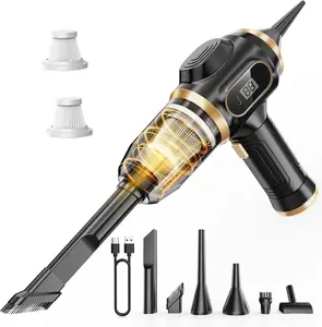 Portable Cordless Car Vacuum Kit, Mini Rechargeable Handheld Vacuum with LCD Display & Multi-Nozzles, High-Power Interior Car Cleaner for Pet Hair Care