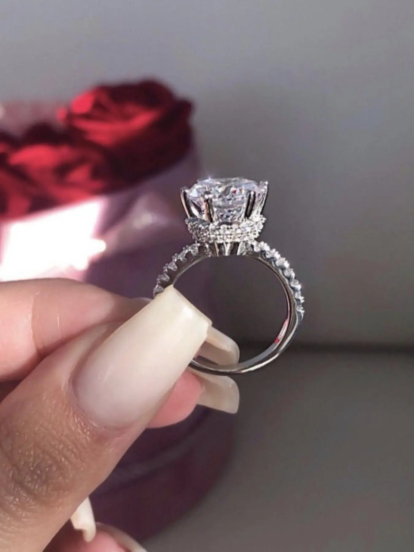 Elegant Bridal Engagement Ring, Fashionable Zirconia Decorated Ring for Women & Girls, Trendy All-match & Exquisite Jewelry for Birthday Gift, Beautiful Rings