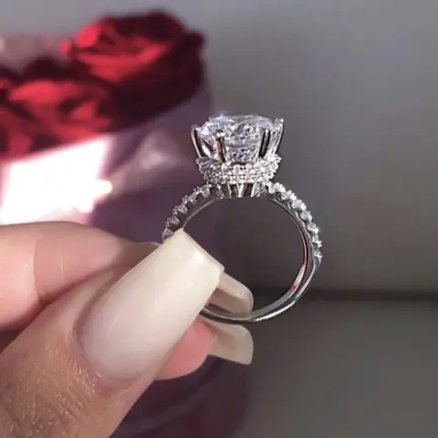 Elegant Bridal Engagement Ring, Fashionable Zirconia Decorated Ring for Women & Girls, Trendy All-match & Exquisite Jewelry for Birthday Gift, Beautiful Rings