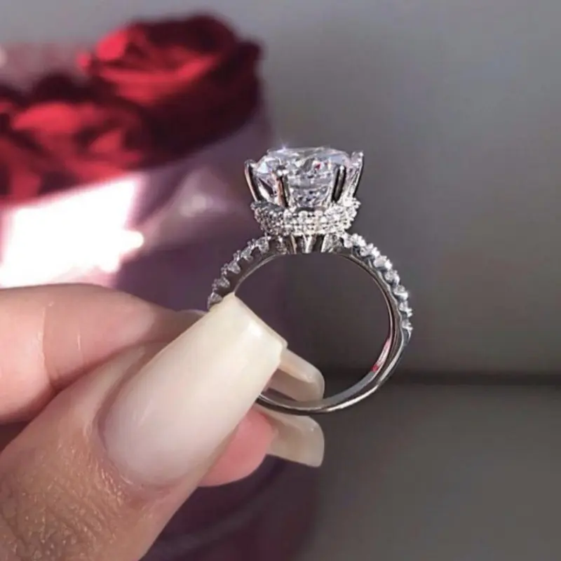 Elegant Bridal Engagement Ring, Fashionable Zirconia Decorated Ring for Women & Girls, Trendy All-match & Exquisite Jewelry for Birthday Gift, Beautiful Rings