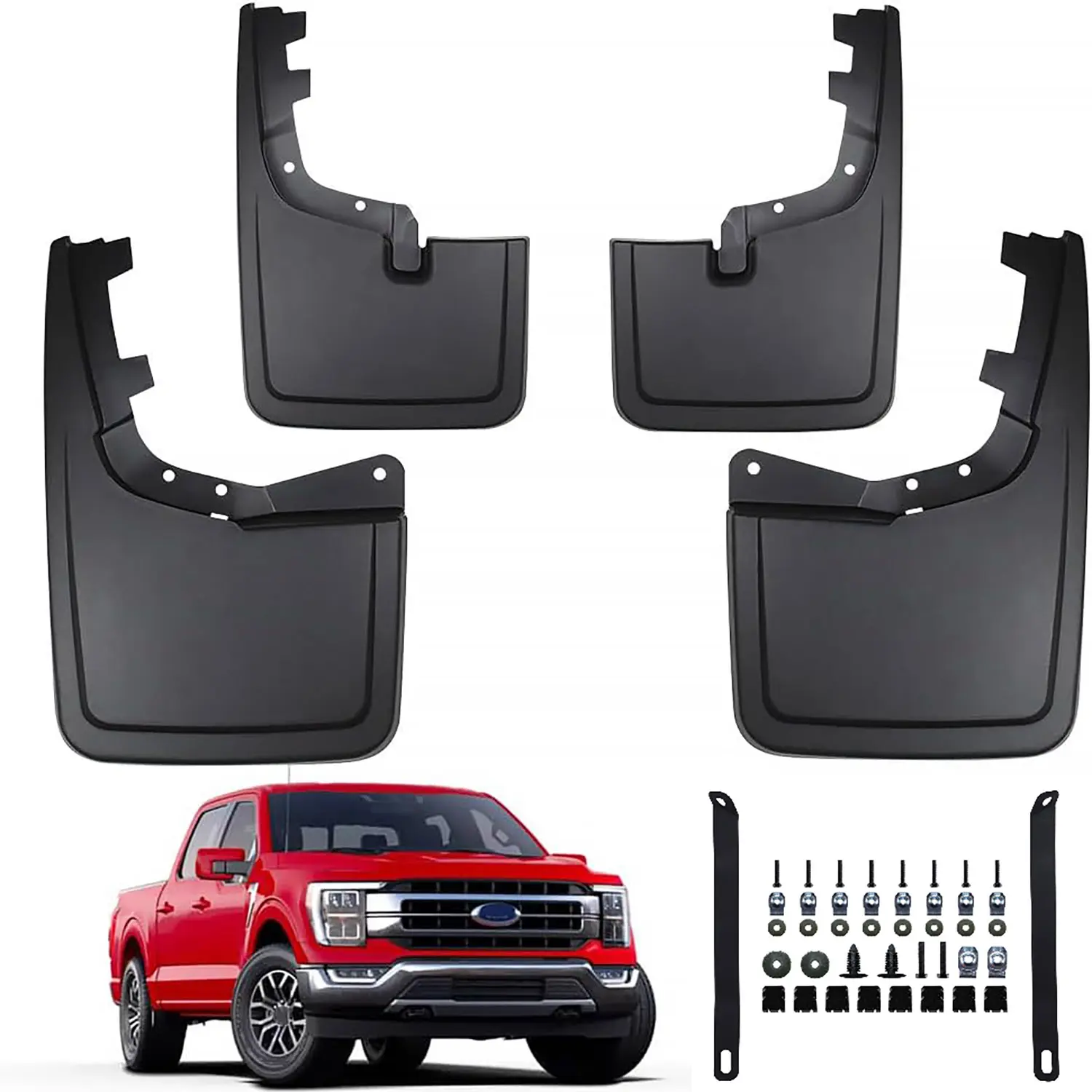 4PCS Mud Flaps For Ford F150 2021-2026 Accessories,No Drill Splash Guards For 2021-2025 Ford F-150 (Not for Raptor/Lightning), Heavy Duty Anti-Crack Mudguards Upgraded Front and Rear Mudguards Fit For F150 Accessories,All Weather Protection Guards Splash
