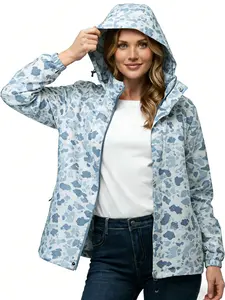 Women's Cow Print Waterproof Windbreaker Jacket with Reflective Lining – Packable Rain Jacket