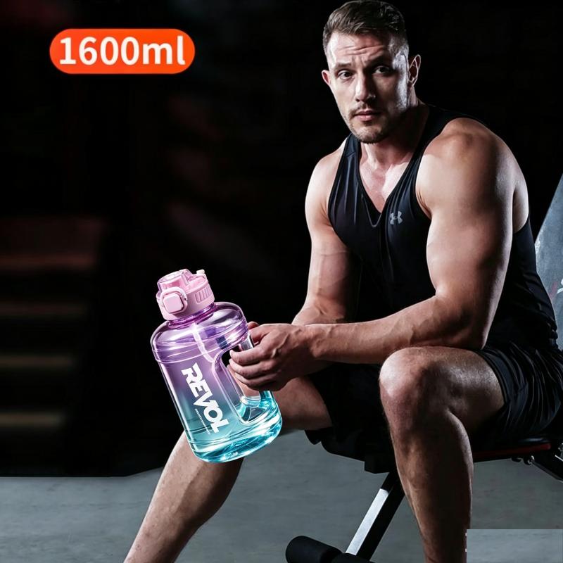 1600ml Leakproof Sports Water Bottle with Straw and Handle, Large Hydration Container for Gym Workout, Outdoor Camping & Daily Use