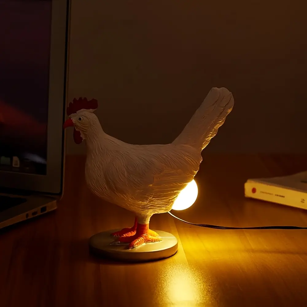 Resin Chicken Egg Night Light, USB-Powered Home & Festive Decoration, Color Box-Packaged Birthday Gift with 1.5m Wire and Included Socket