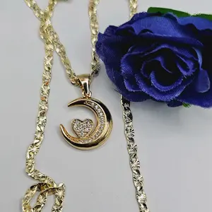 MOON WITH HEART beautiful chain regular style Gold-plated 18"inches 24"inches available