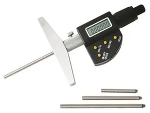 Precise Digital Depth Micrometer Kit, 6"/150mm Range, 4" Base, Friction Thimble, Graduation, High Accuracy Interchangeable Rods, Hand Measuring Tool for Hardware Applications, Micrometers