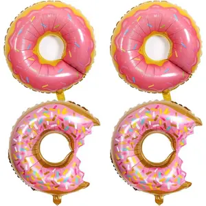 Donut Balloons Sweet Candy Donut Shaped  Foil Mylar Balloons for Theme Birthday Party Supplies  Shower Wedding Decorations 28 inch 4 count